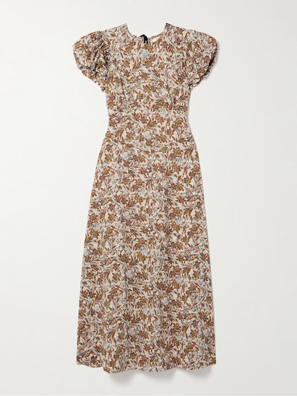 NWT Doen Rhodia Dress in Blanc Narcissus Floral brown cream flowers fall euro